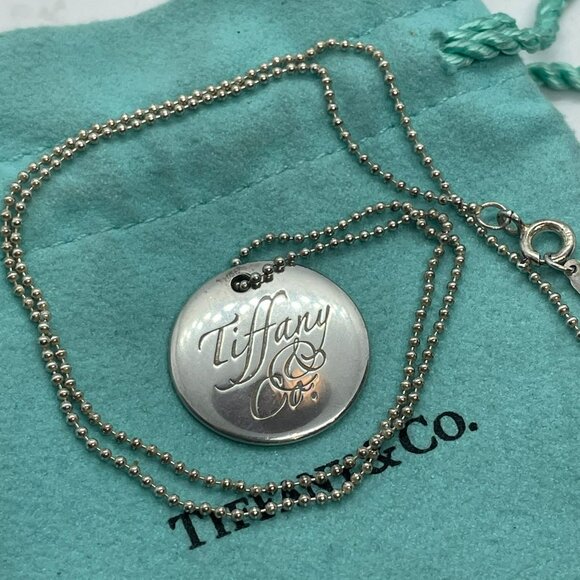 Tiffany Notes Round Disc Charm Bead Necklace 16